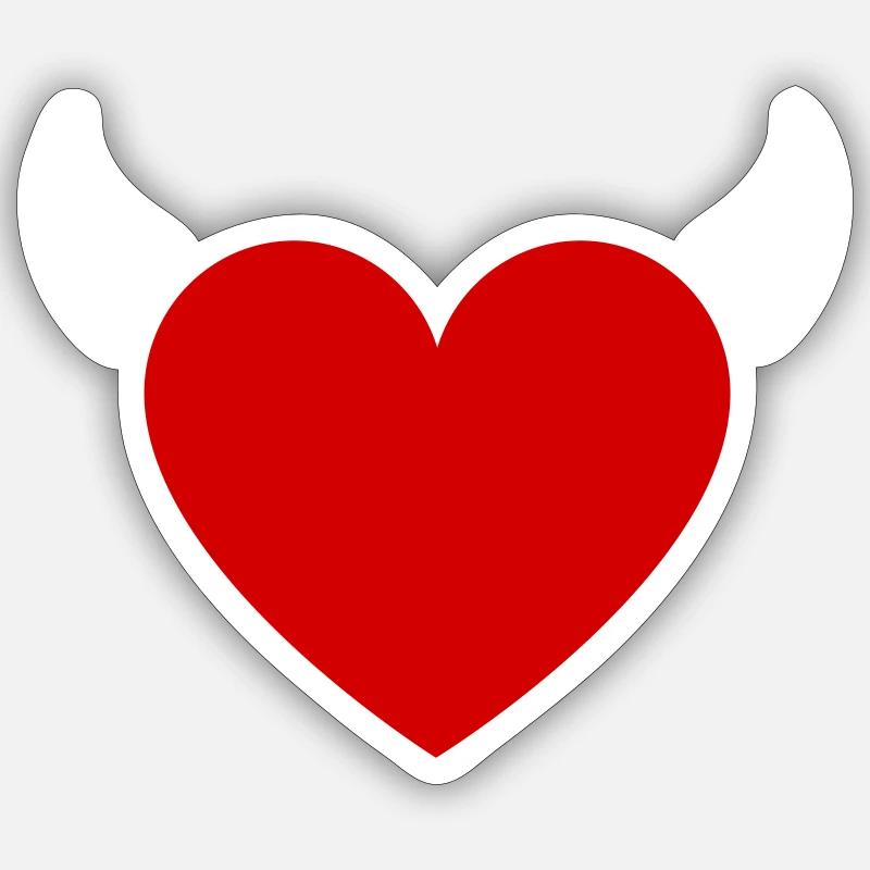 Little Devil Heart Horns - Sticker size S (10 x 10 cm) - white matte