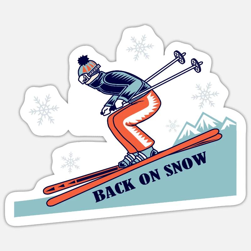 Back on Snow Retro Skiing - Sticker size S (10 x 10 cm) - white matte