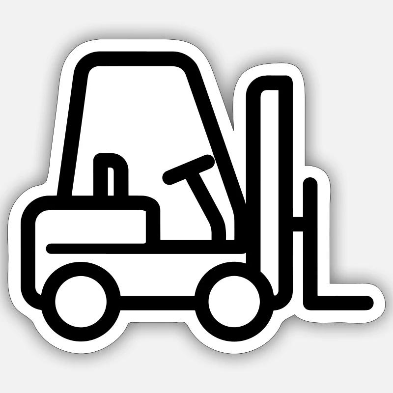 Chariot élévateur - Sticker taille S (10 x 10 cm) - blanc mat