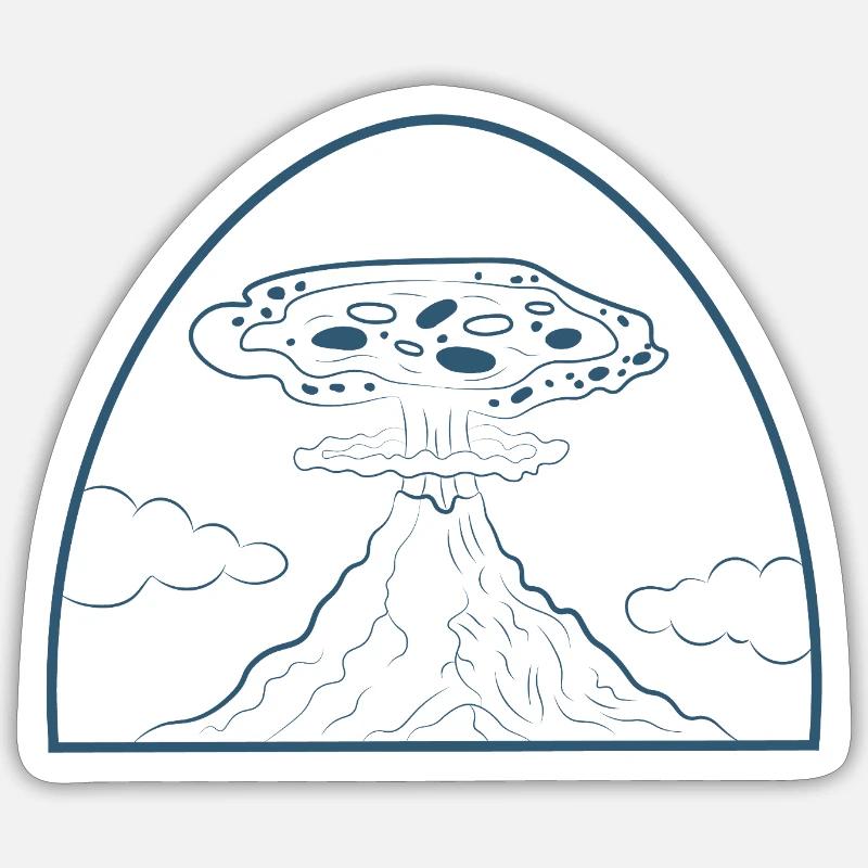Pizza Vulcano - Sticker taille S (10 x 10 cm) - blanc mat
