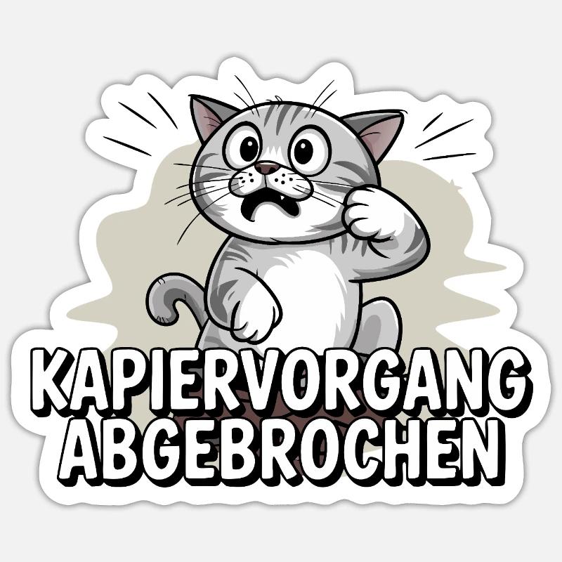 Kapiervorgang abgebrochen – Katze verwirrt Sticker Größe S (10 x 10 cm)