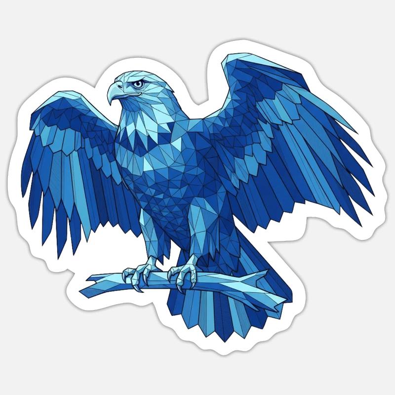 Geometric Blue Eagle with Sword Sticker size S (10 x 10 cm)