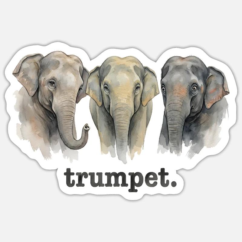 Trompette d’éléphant Amusé drôle d’éléphants Tromp - Sticker taille S (10 x 10 cm) - blanc mat
