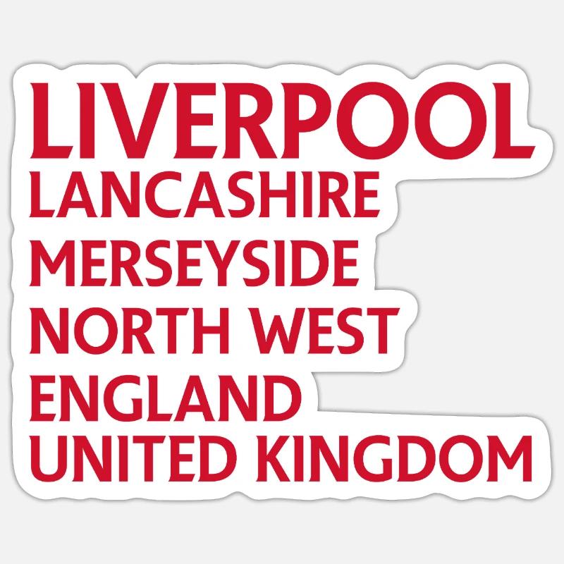 Liverpool – Angleterre Conception des paroles - Sticker taille S (10 x 10 cm) - blanc mat
