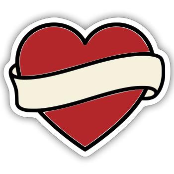 Tattoo Heart Banner Scroll Vector - Sticker size S (10 x 10 cm) - white matte - Front