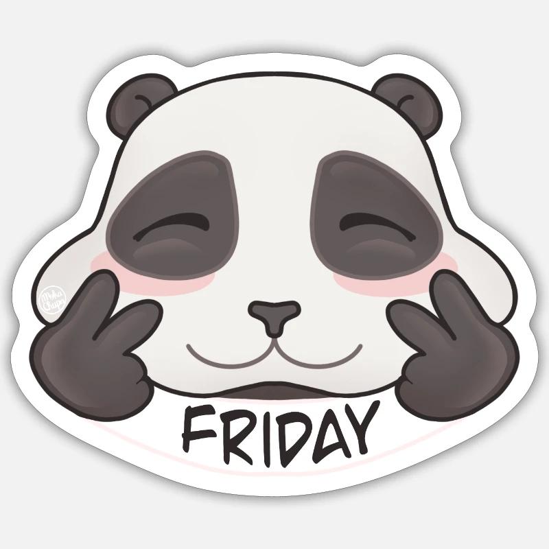 Panda Vendredi Doux Sticker taille S (10 x 10 cm)