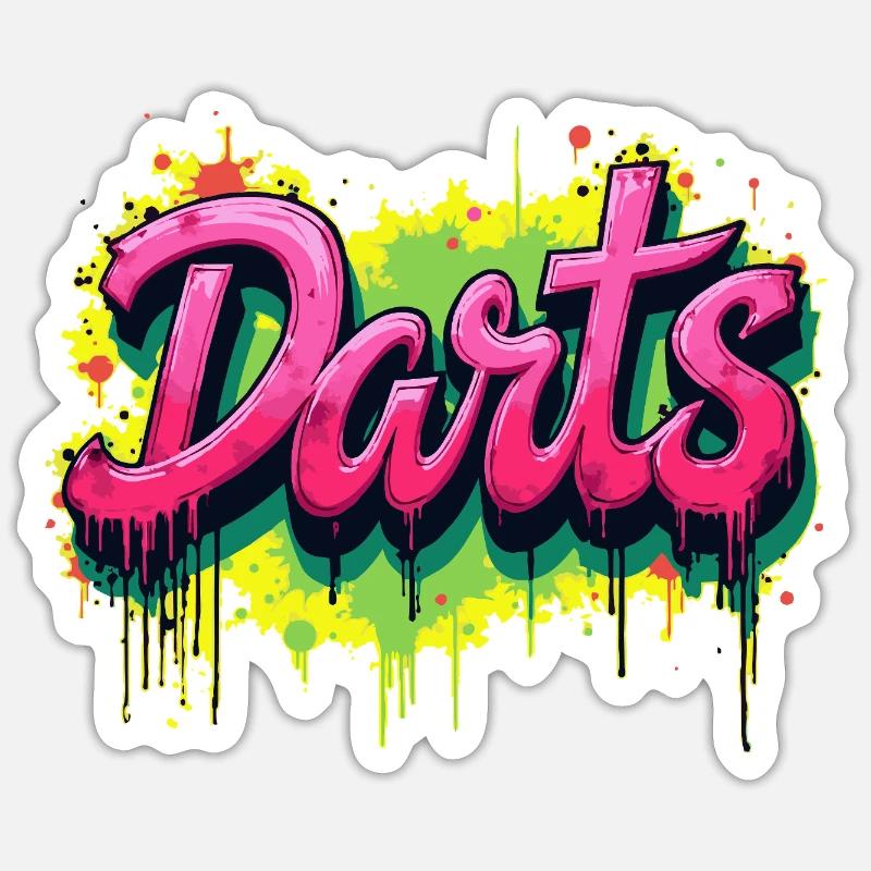 Fléchettes, fléchettes, graffitis - Sticker taille S (10 x 10 cm) - blanc mat