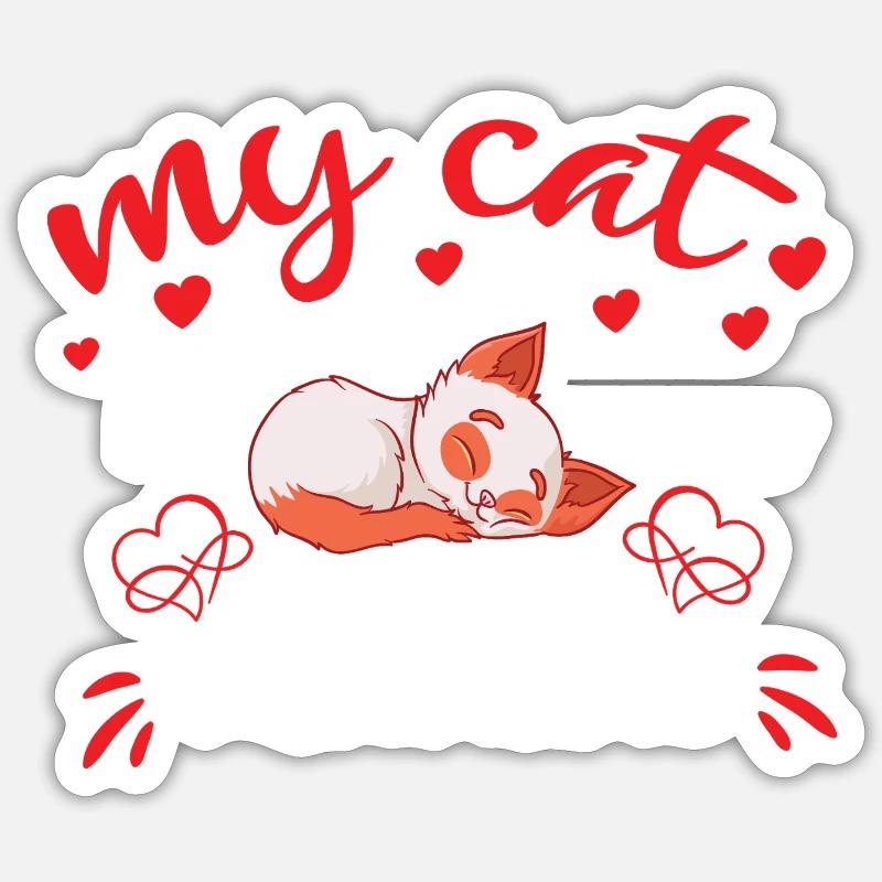 Mon chat - Sticker taille S (10 x 10 cm) - blanc mat