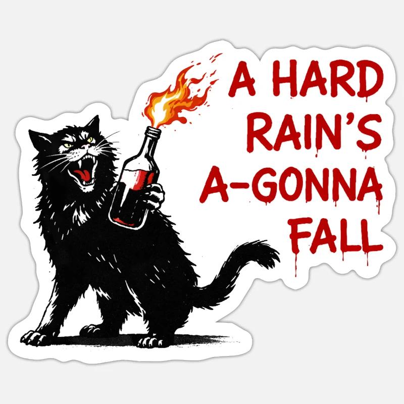 Fire cat with flame bottle Sticker size S (10 x 10 cm)