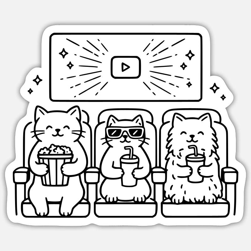 Art de ligne cinéma Cats - Sticker taille S (10 x 10 cm) - blanc mat