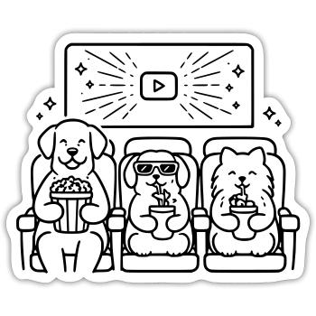 Dog cinema Hunde im Kino - Sticker Größe S (10 x 10 cm) - Mattweiß - Vorne