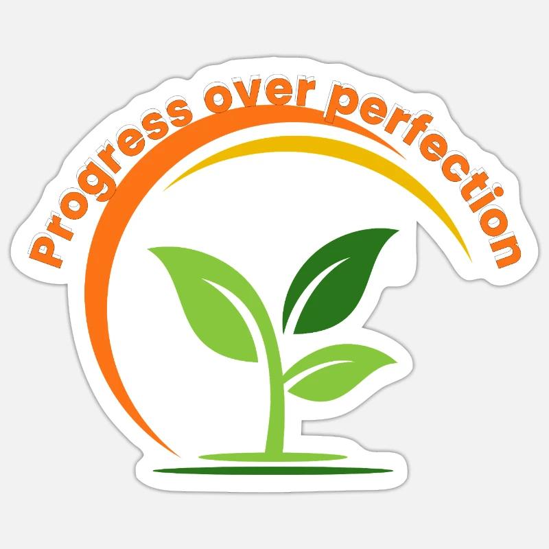 Progress Over Perfection – Growth Mindset Inspirat - Sticker size S (10 x 10 cm) - white matte