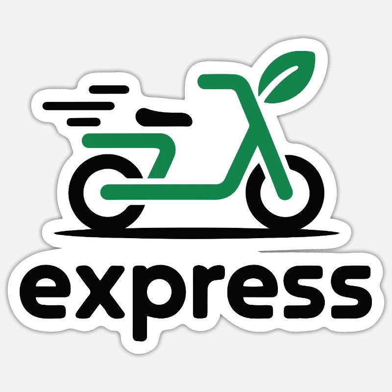 Eco Express Leaf Scooter Logo - Sticker size S (10 x 10 cm) - white matte