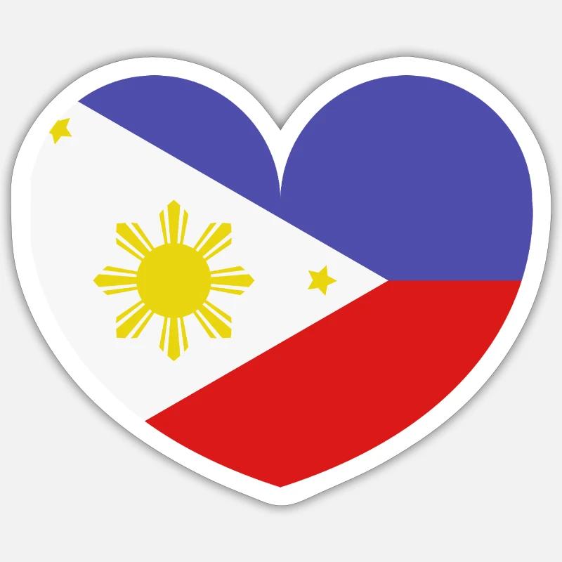 Drapeau du cœur des Philippines - Sticker taille S (10 x 10 cm) - blanc mat