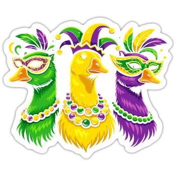 Karnevalstrio der Maskenvögel - Sticker Größe S (10 x 10 cm) - Mattweiß - Vorne