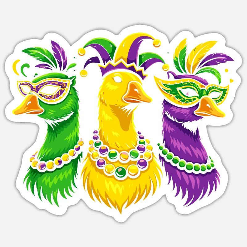 Trio de carnaval d’oiseaux masqués - Sticker taille S (10 x 10 cm) - blanc mat