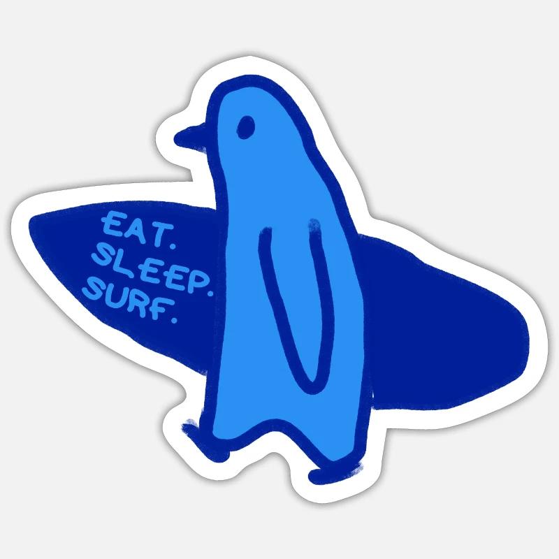 Surfeuse Surfeuse Fille Pingouin Surf - Sticker taille S (10 x 10 cm) - blanc mat