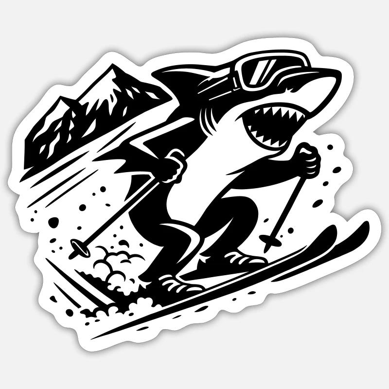 Ski Shark - Sticker taille S (10 x 10 cm) - blanc mat