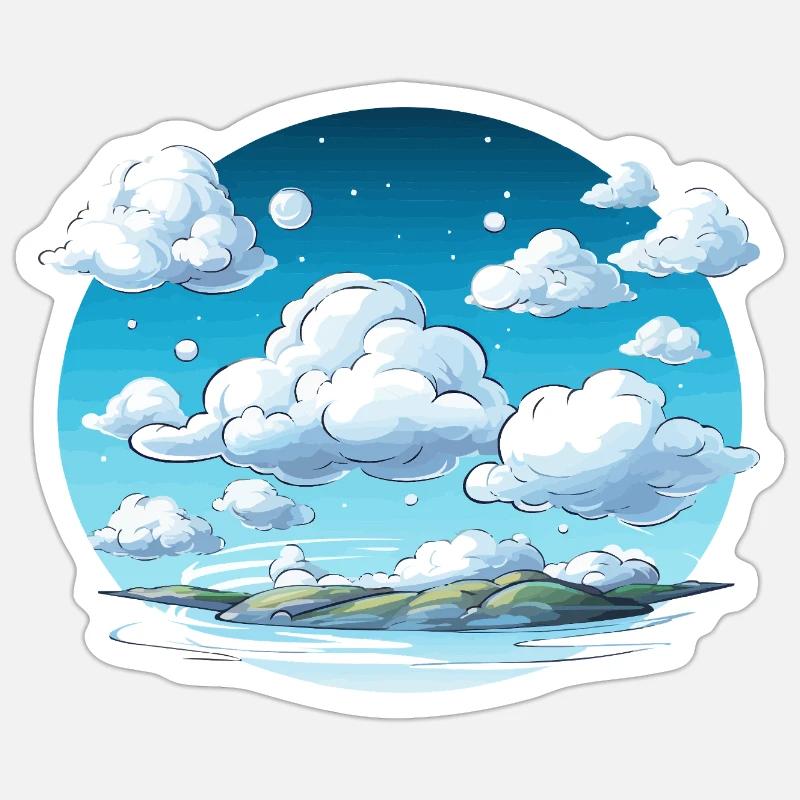 Nuages célestes au-dessus de l’archipel - Sticker taille S (10 x 10 cm) - blanc mat