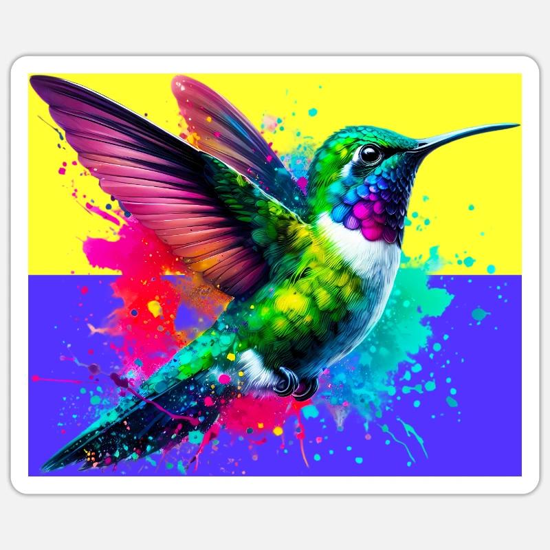 colibri - Sticker taille S (10 x 10 cm) - blanc mat