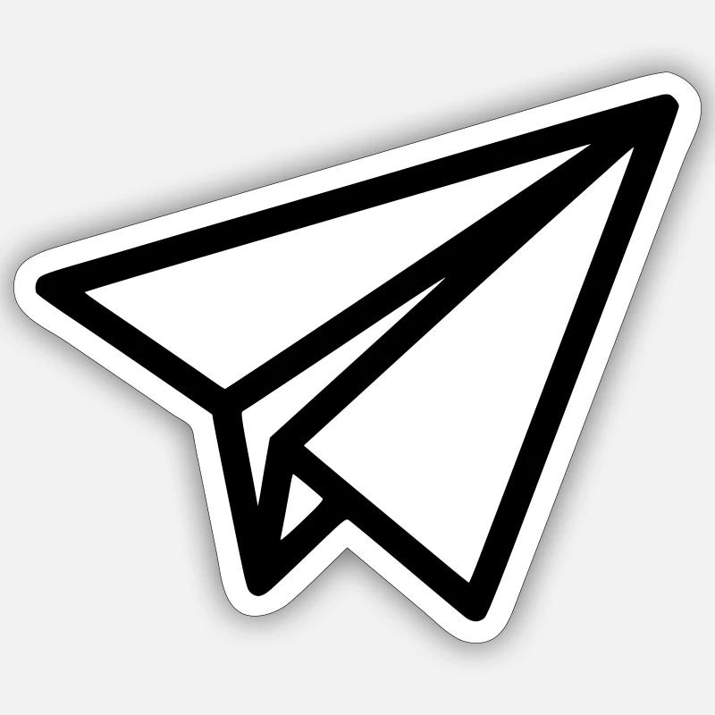 Papierflieger Flugzeug - Sticker Größe S (10 x 10 cm) - Mattweiß