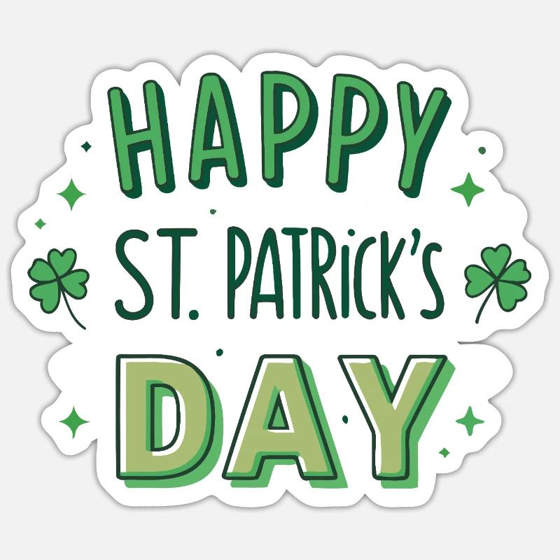 Joyeuse Saint-Patrick Graphisme Vert - Sticker taille S (10 x 10 cm) - blanc mat
