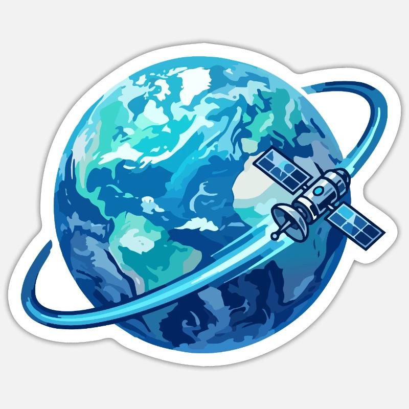 Erde Blauer Planet Satellit Globus Satellitenring Sticker Größe S (10 x 10 cm)