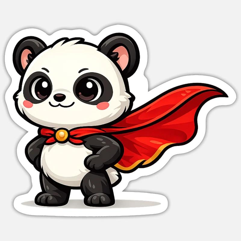 Panda – Petit Super Panda - Sticker taille S (10 x 10 cm) - blanc mat