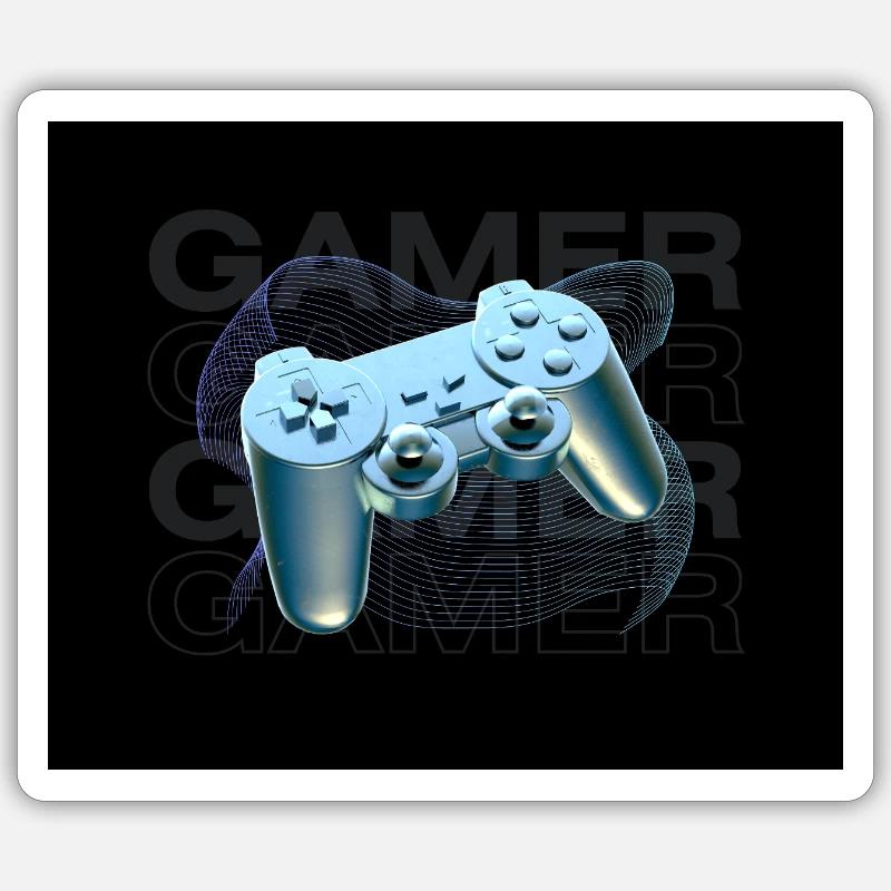 Neonblauer Controller 3D - Sticker Größe S (10 x 10 cm) - Mattweiß
