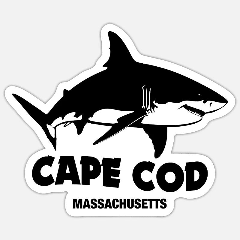 Cape Cod - grands requins blancs - Sticker taille S (10 x 10 cm) - blanc mat