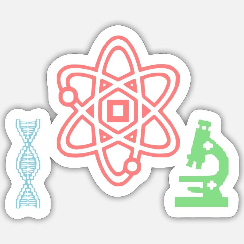 Wissenschaft Set Atom DNA - Sticker Größe S (10 x 10 cm) - Mattweiß