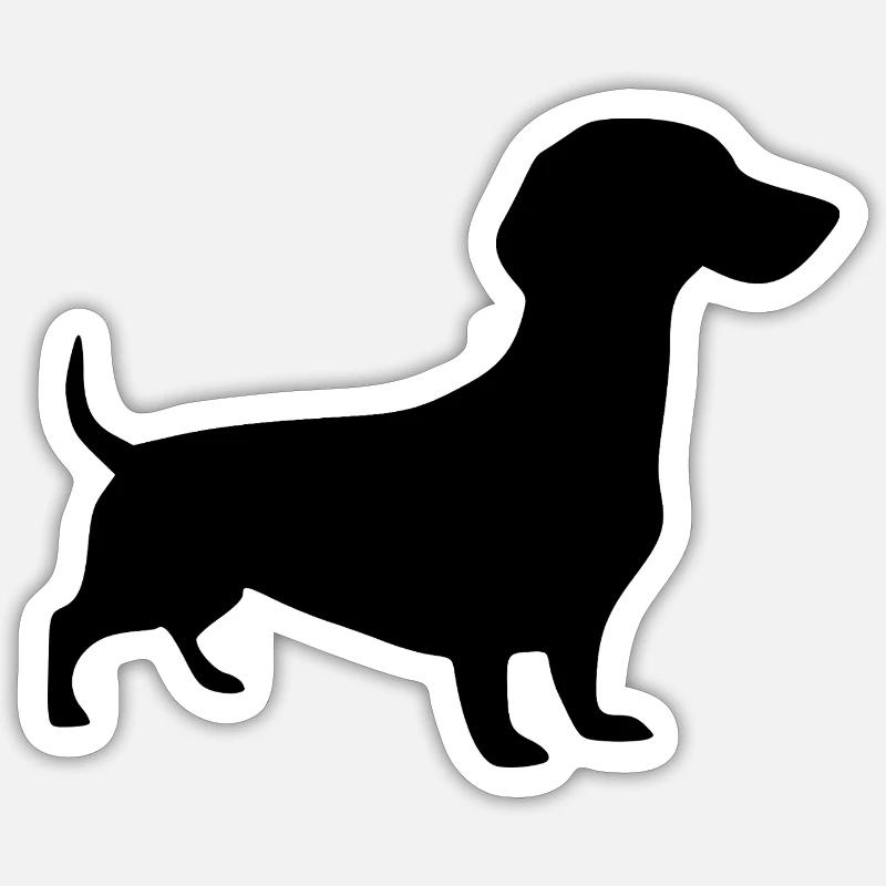 Dachshund Hunde Silhouette Geschenk Dackelbesitzer - Sticker Größe S (10 x 10 cm) - Mattweiß
