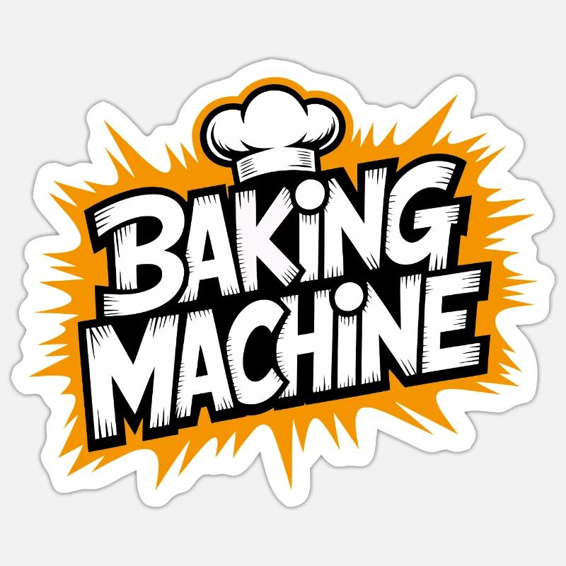 Plaisir à la machine à boulanger - Sticker taille S (10 x 10 cm) - blanc mat
