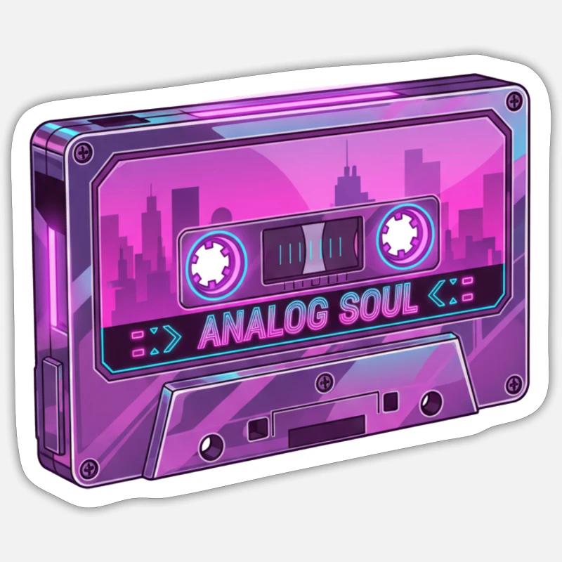 Retro Analog Soul Chrome Cassette Synthwave Sticker taille S (10 x 10 cm)