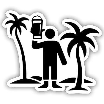 Party Urlaub Insel Bier - Sticker Größe S (10 x 10 cm) - Mattweiß - Vorne