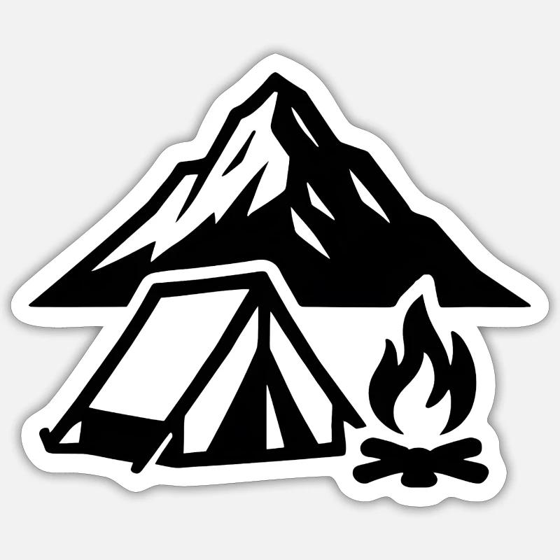 Mountain camp by the fire - Sticker size S (10 x 10 cm) - white matte