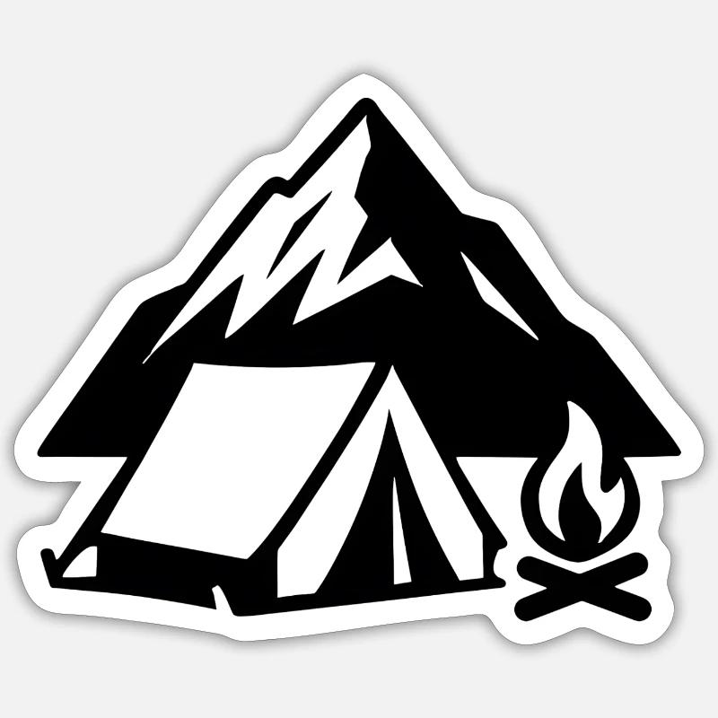 Mountain Camping Tent Fire Summit Sticker size S (10 x 10 cm)