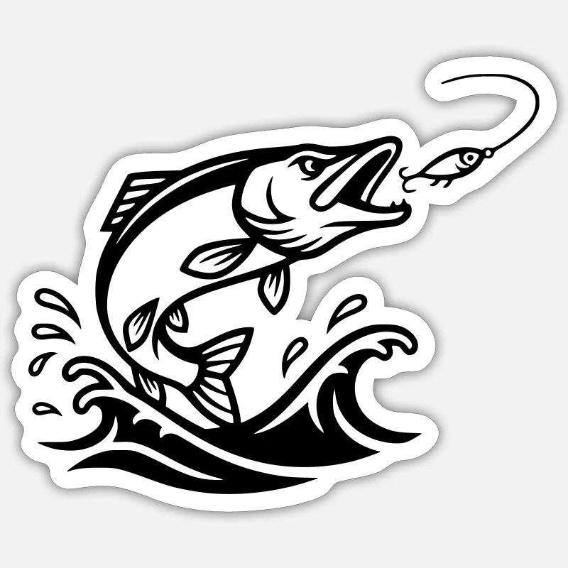 Hecht Raubfisch Silhouette Sticker Größe S (10 x 10 cm)