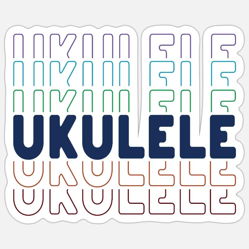 Ukulele typography - Sticker size S (10 x 10 cm) - white matte