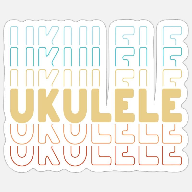 Ukulele typography Sticker size S (10 x 10 cm)