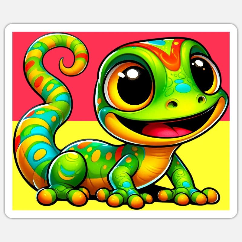 Gecko - Sticker Größe S (10 x 10 cm) - Mattweiß