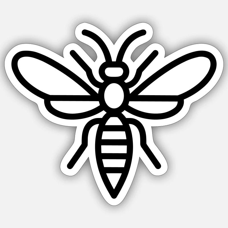 Wespe - Sticker Größe S (10 x 10 cm) - Mattweiß