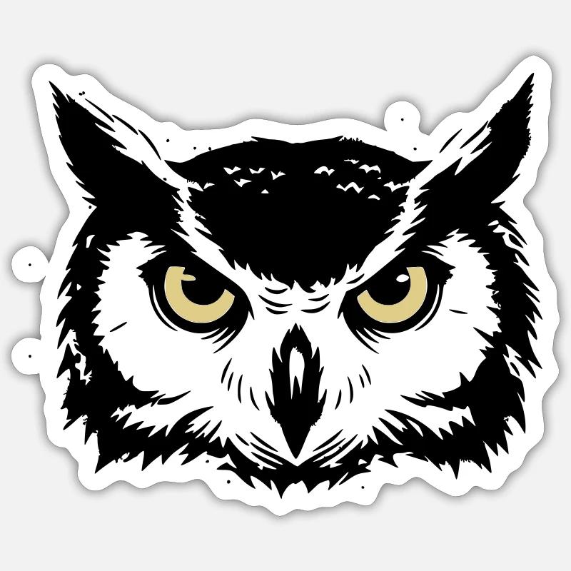 Mystischer Eule Kopf Natur - Sticker Größe S (10 x 10 cm) - Mattweiß