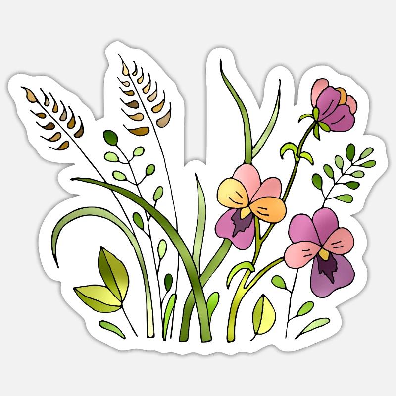 Fleur - Sticker taille S (10 x 10 cm) - blanc mat