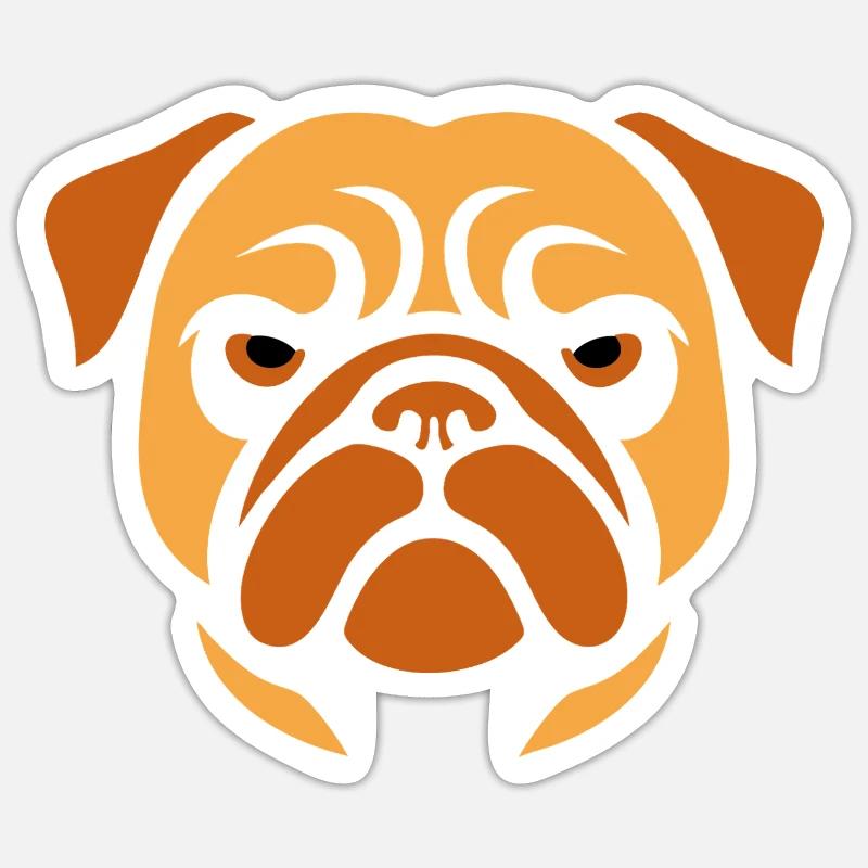 Mops , Hundekopf - Sticker Größe S (10 x 10 cm) - Mattweiß