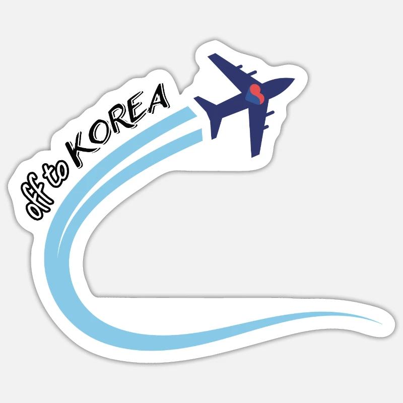 Départ pour la Corée Conception de voyages en avion Corée du Sud Sticker taille S (10 x 10 cm)