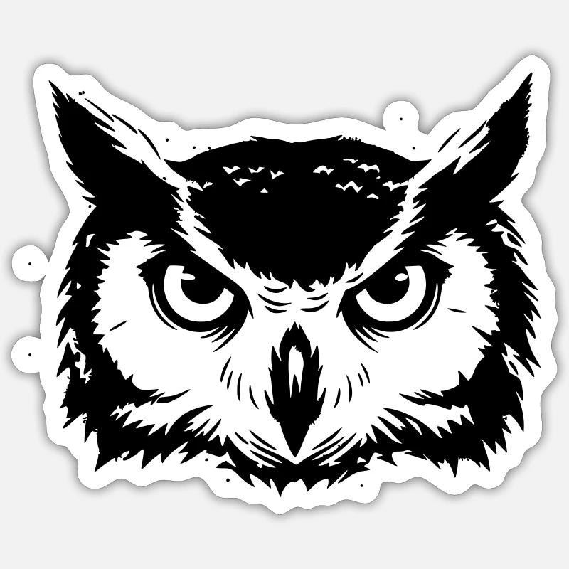 Eulen Kopf Uhu Silhouette Sticker Größe S (10 x 10 cm)