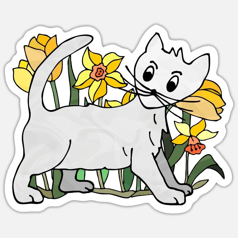 chat - Sticker taille S (10 x 10 cm) - blanc mat