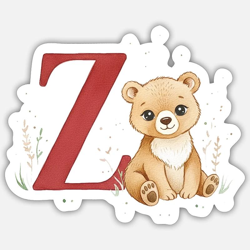 Z-Bear: Big Z with Bear - Sticker size S (10 x 10 cm) - white matte