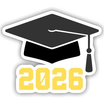 Doktorhut Abschluss 2026 - Sticker Größe S (10 x 10 cm) - Mattweiß - Vorne
